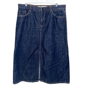 Gap Skirt Womens Size 16 Dark Blue Denim Front Slit Boho Y2K A-line Vintage Y2K